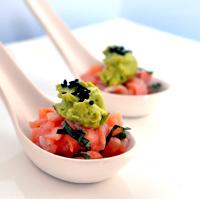 Salmon Tartare with Avocado Cream canapés